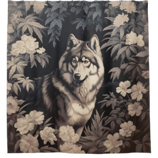 Rideaux De Douche Loup majestueux dans la forêt enchantée