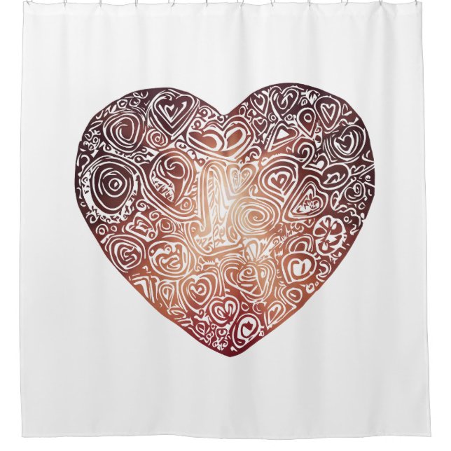 Rideaux De Douche Love Doodle Heart Art Abstrait (Devant)