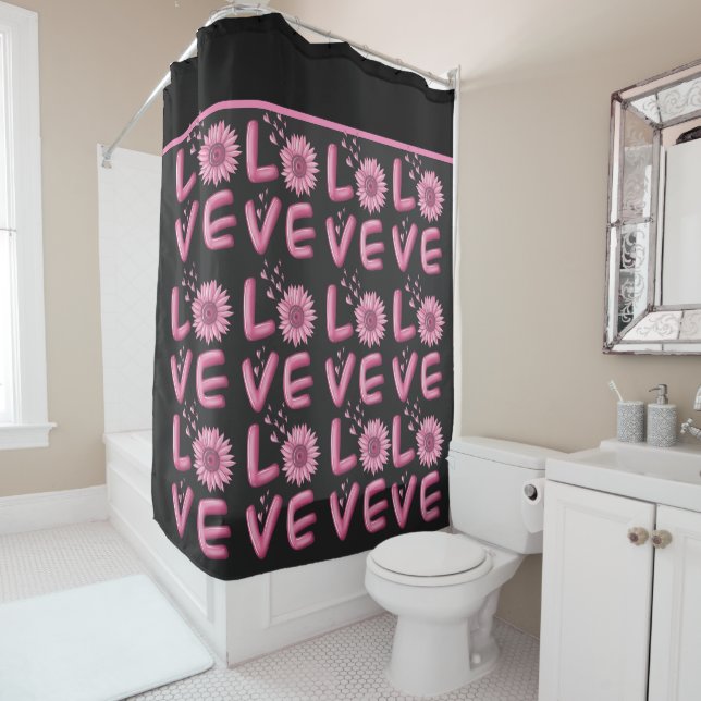 Rideaux De Douche Love Tournesol Rose (En situation)