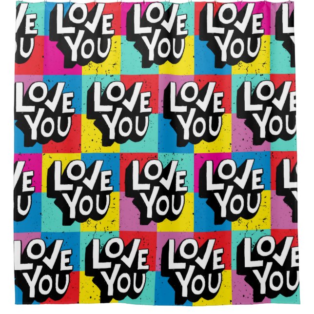Rideaux De Douche Love You : Lettres à la main Valentine (Devant)