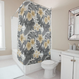 Rideaux De Douche Luana Aquarelle Tropical Neutral Floral