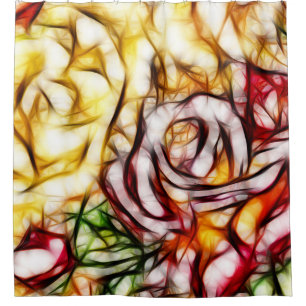 Rideaux De Douche Lumière jaune abstraite rose artistique florale