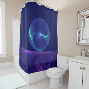 Rideaux De Douche Lumineuse Bleu Violet Rêve Abstrait Fractal Art