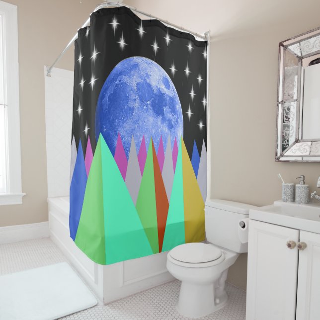 Rideaux De Douche Lune bleue (En situation)