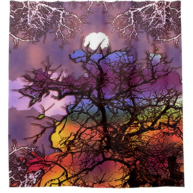 Rideaux De Douche Lune dans les arbres...... (Devant)