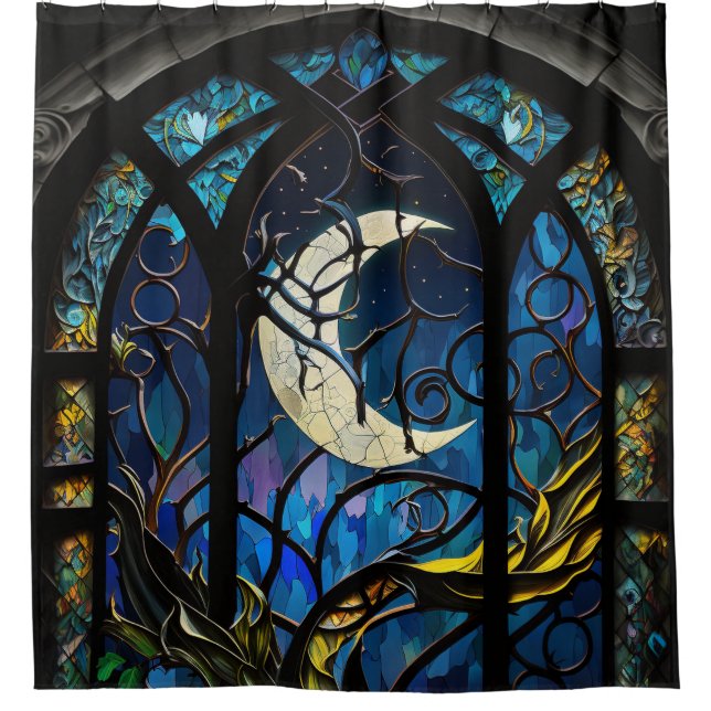 Rideaux De Douche Lune de croissant en verre tendu (Devant)