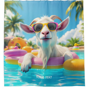 Rideaux De Douche Lunettes de chèvre de chèvre mignonne Imaginaire
