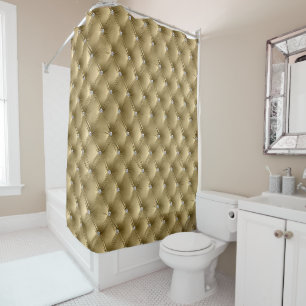 Rideaux De Douche Luxe Glam Soft Warm Gold Faux Velvet