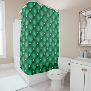 Rideaux De Douche Luxe Green Diamond Tufted Motif