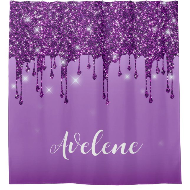 Rideaux De Douche Luxe Purple Parties scintillant Drives Monogramme (Devant)