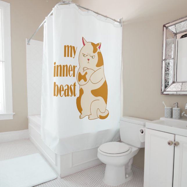Rideaux De Douche Ma bête intérieure fainéante citation de motivatio (En situation)