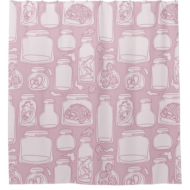 Rideaux De Douche macabre spécimens médicaux pastel rose gothique (Devant)