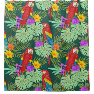 Rideaux De Douche Macaw, plantes tropicaux : motif sans soudure.