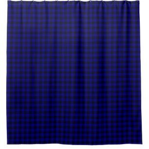 Rideaux De Douche MacKay tartan bleu noir plaid