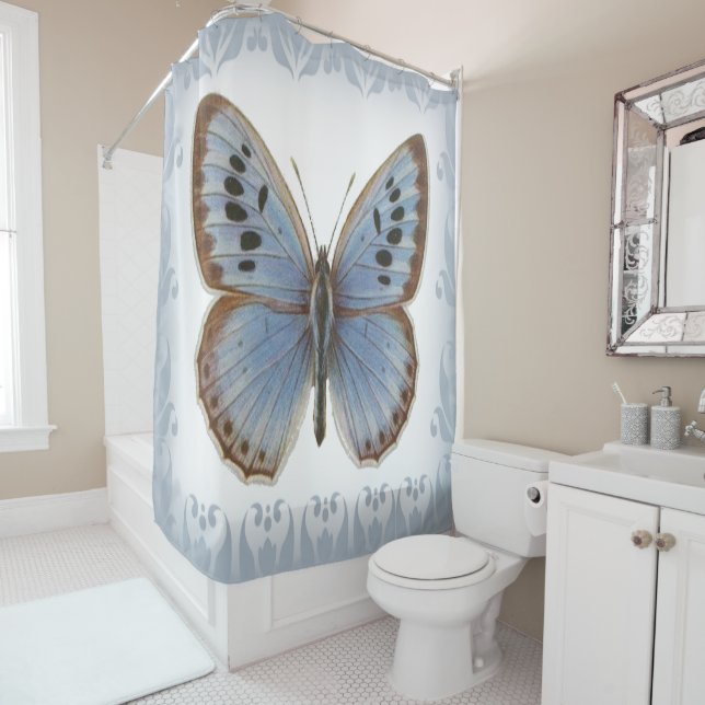 Rideaux De Douche Magnifique et élégant papillon bleu (En situation)