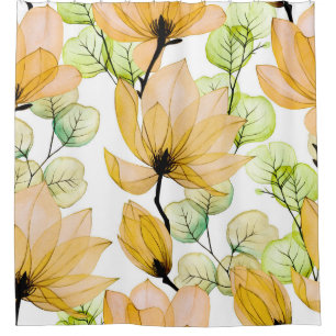 Rideaux De Douche Magnolia Eucalyptus : Aquarelle Impression transpa