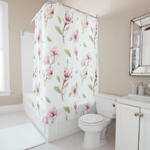 Rideaux De Douche Magnolia Rose Et Beige