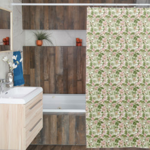 Rideaux De Douche Magnolias vintage rose et blanc