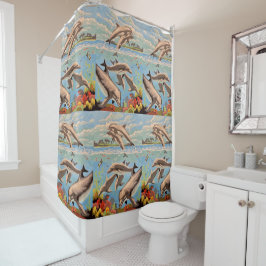 Rideaux De Douche Main Painted by Number | Dolphins |