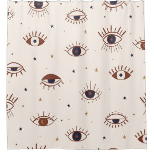 Rideaux De Douche Main Tirée Yeux Mystique Motif sans Seamless. Evil