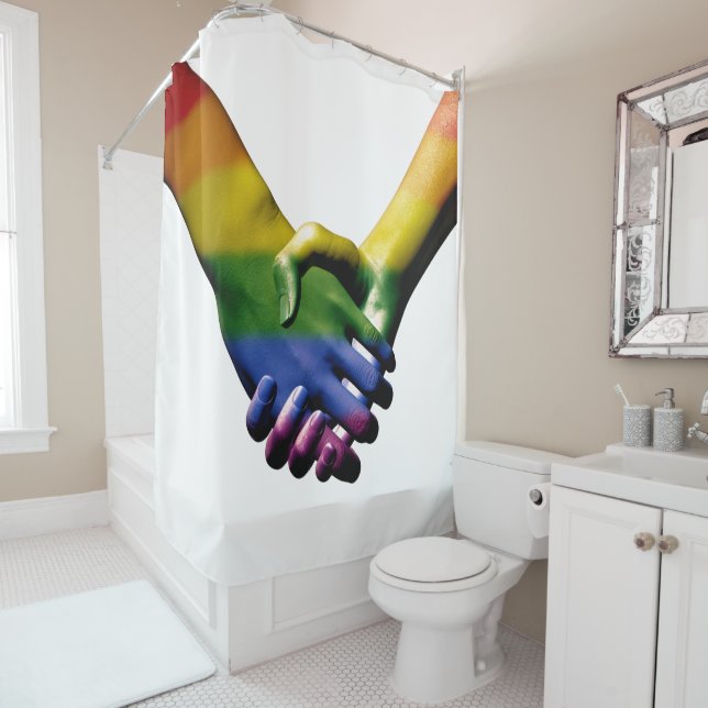 Rideaux De Douche Mains de retenue des Gay pride (En situation)