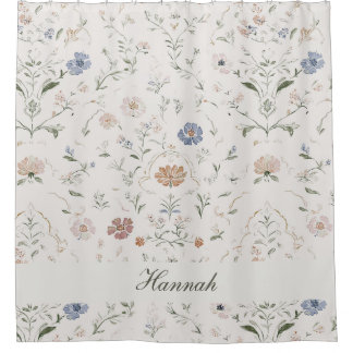 Rideaux De Douche Maison de campagne fantaisiste beige monogramme fl
