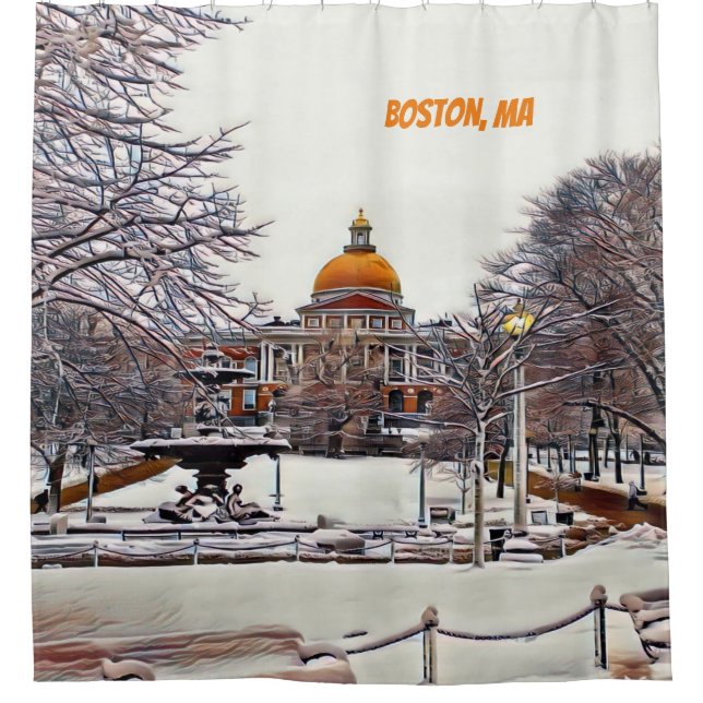 Rideaux De Douche Maison d'état de Boston en hiver (Devant)
