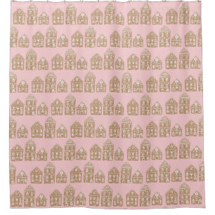 Rideaux De Douche Maison en pain d'épices Village Motif