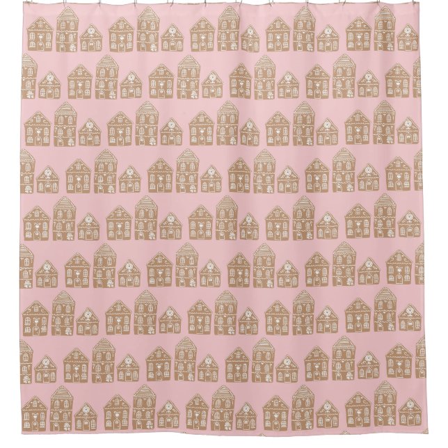 Rideaux De Douche Maison en pain d'épices Village Motif (Devant)