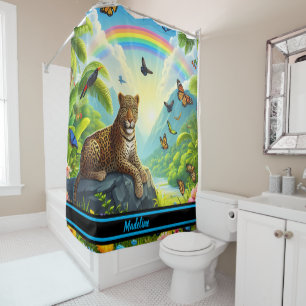 Rideaux De Douche Majesté du léopard : Feuillage coloré de la jungle