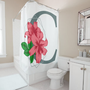 Rideaux De Douche Majuscule C monogramme floral