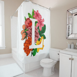 Rideaux De Douche Majuscule L monogramme floral