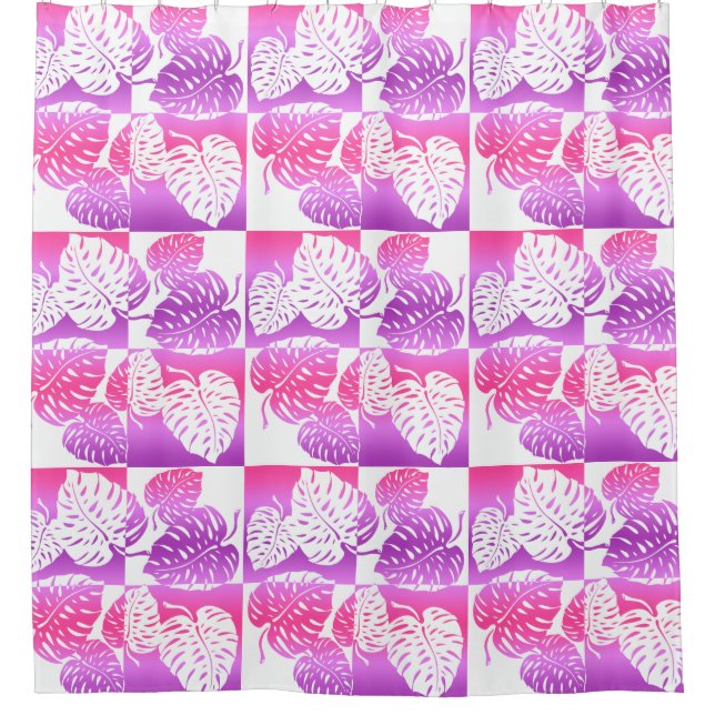Rideaux De Douche Makua Monstera Tropical Hawaiian Striped Blend (Devant)