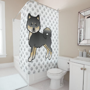 Rideaux De Douche Malamute d'Alaska noir et feu Chien de dessin anim