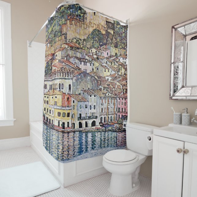 Rideaux De Douche Malcesine au lac de Garde, Gustav Klimt (En situation)