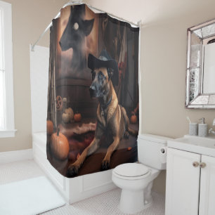 Rideaux De Douche Malinois Belges Citrouilles Halloween Épouvantable