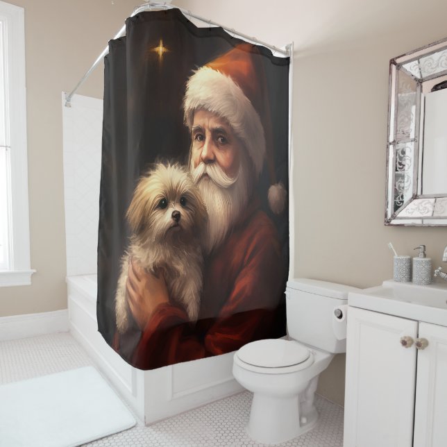 Rideaux De Douche Maltais avec Noël Festif du Père Noël (En situation)