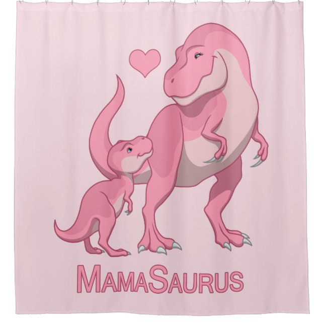 Rideaux De Douche MamaSaurus T-Rex et bébés dinosaures (Devant)