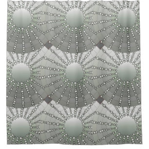 Rideaux De Douche Mandala avec étoiles - gris argenté dégradé satin