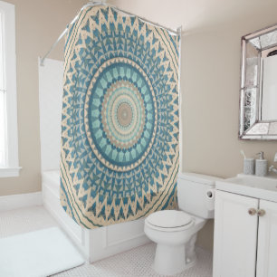 Rideaux De Douche Mandala bleu clair Turquoise