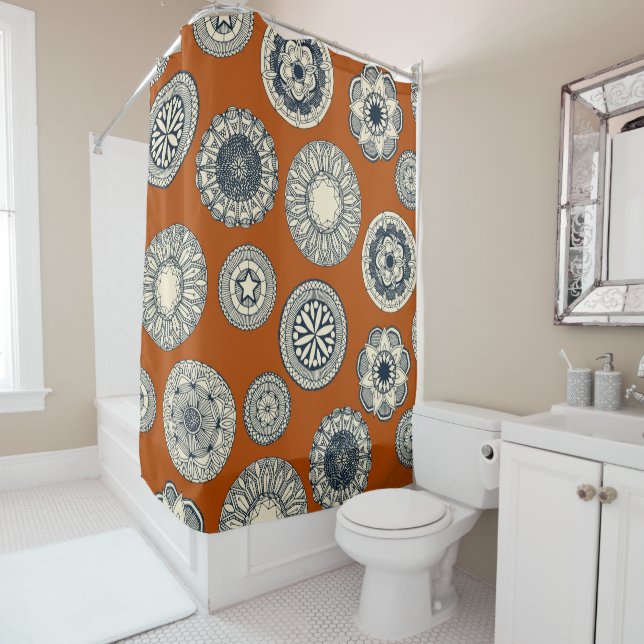 Rideaux De Douche mandala cirque tache orange (En situation)