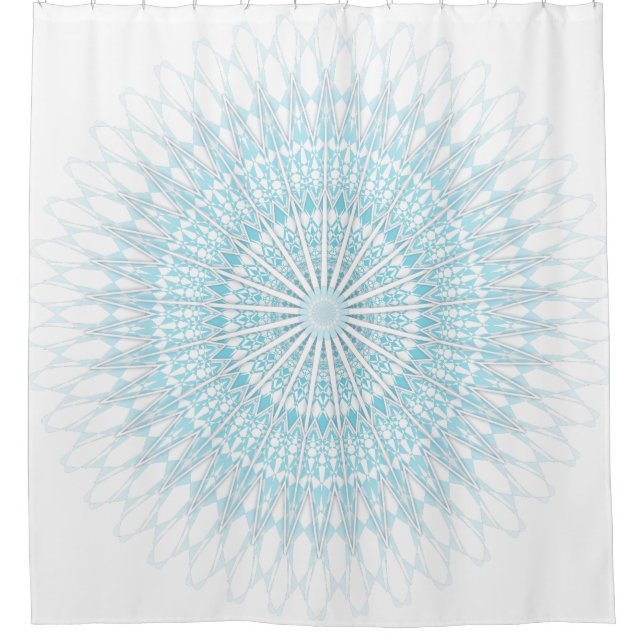 Rideaux De Douche Mandala, côte blanche turquoise (Devant)