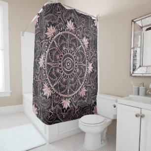 Rideaux De Douche Mandala de l'oeil rose noir