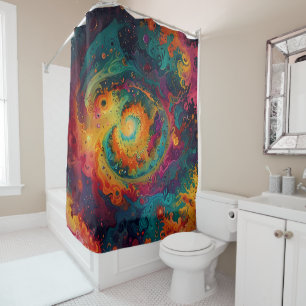 Rideaux De Douche Mandala en spirale vibrant aux teintes arc-en-ciel