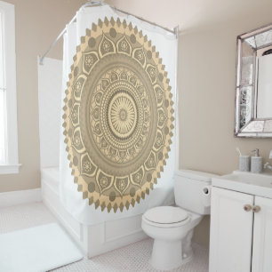 Rideaux De Douche mandala indien Orange en sépia