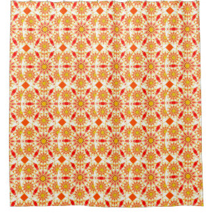 Rideaux De Douche Mandala motif, rouge brique, rouille, or