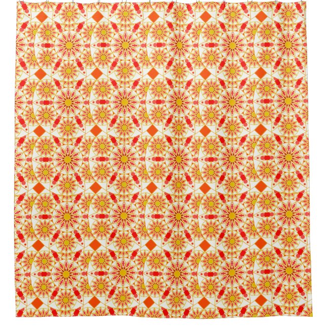 Rideaux De Douche Mandala motif, rouge brique, rouille, or (Devant)