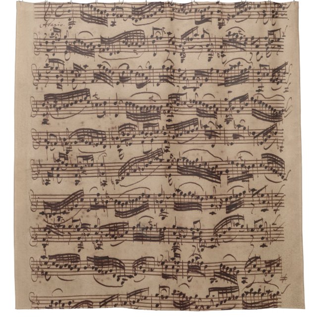 Rideaux De Douche Manuscrit Bach Musique Feuille Antique (Devant)