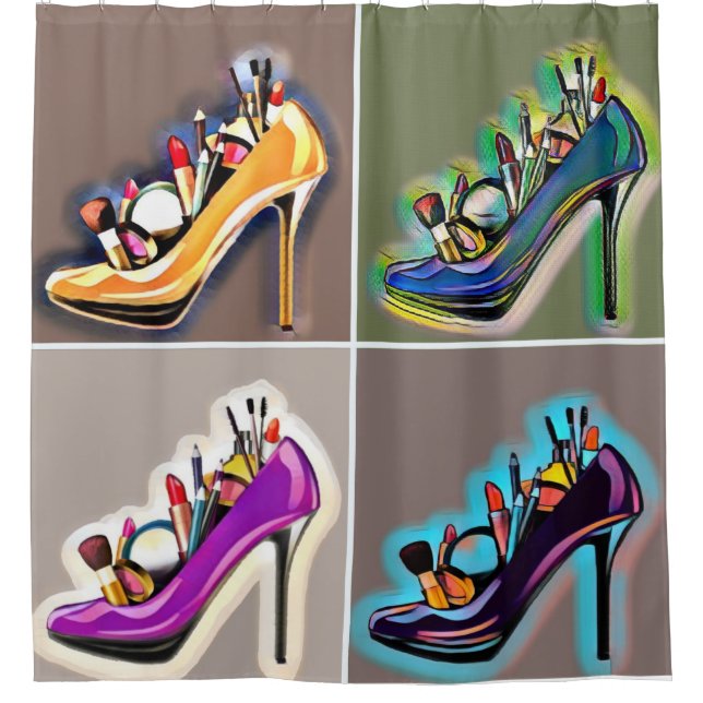 Rideaux De Douche Maquillage de talons aiguilles (Devant)