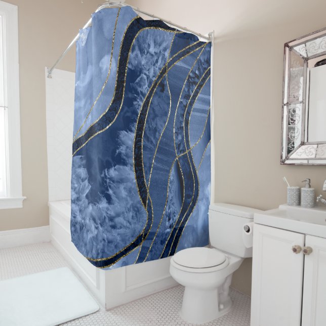 Rideaux De Douche Marble Agate Gold Glam 10 (En situation)